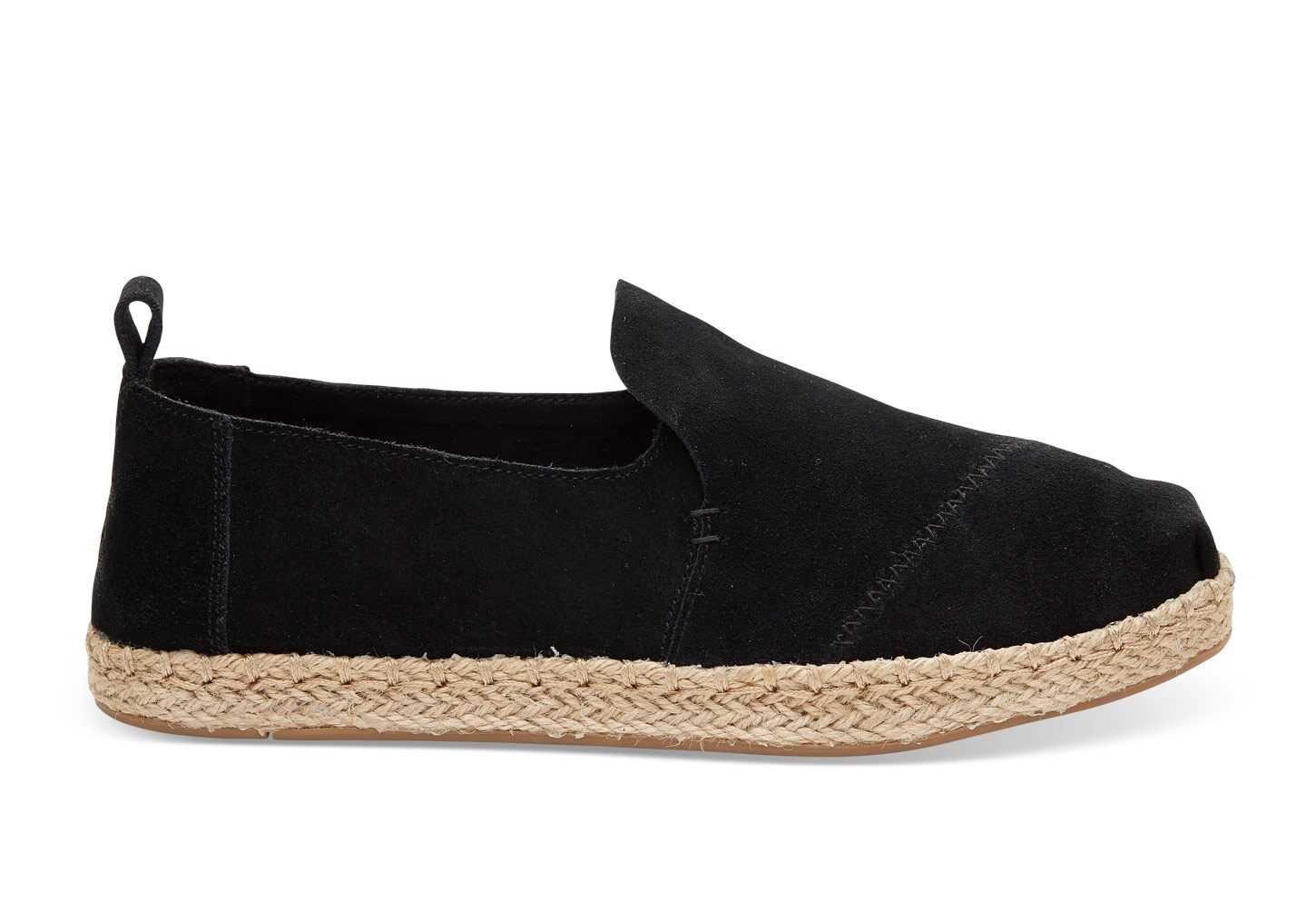 Toms Deconstructed Suede - Womens Alpargata Espadrilles - Black - NZ - 796814CQM